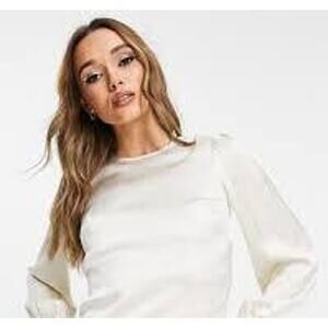 & Other Stories Cream Satin Blouse With Cutout Back And Tie Closure Size 0